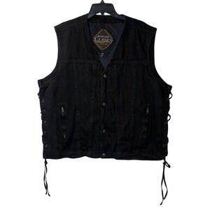 Renegade Classics 5XL Black Denim Biker Vest Side Lace Concealed Carry Pocket